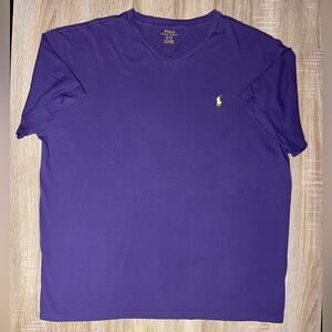 Ralph Lauren Polo Vintage Purple V Neck Tshirt Large
